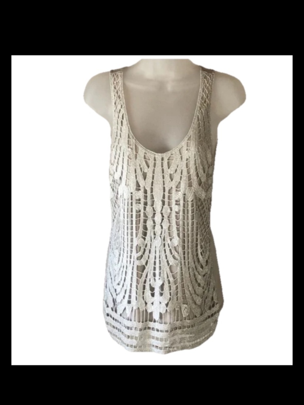 Express White Crochet Lace Overlay Tank Top